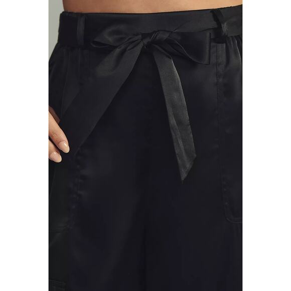 New Anthropologie Hutch Satin Utility Pants $148 SMALL Black Spandex - Picture 5 of 6